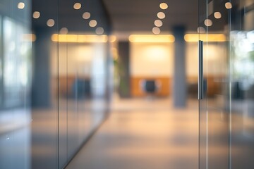 Modern Office Interior with Soft Lighting and Glass Walls