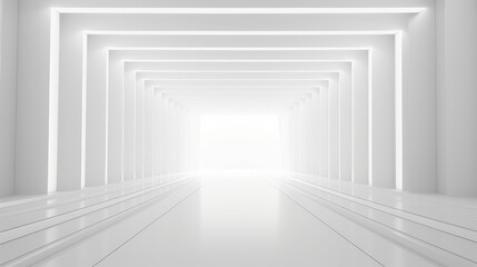 Futuristic White Tunnel with Illuminated Path