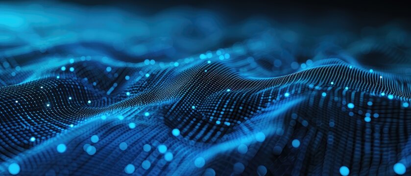Abstract Digital Blue Wave with Particles