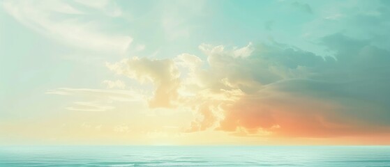 Obraz premium Pastel Sky at Sunset Over Calm Sea