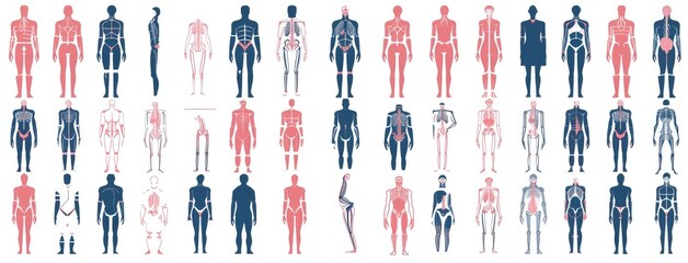 Human Body Pain and Anatomy Illustration Set