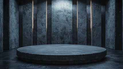 Fototapeta premium Modern Concrete Podium with Industrial Texture and Dramatic Ambiance