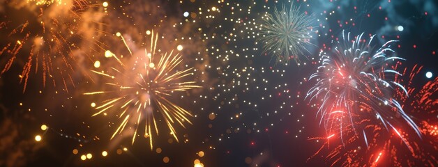 Fototapeta premium Vibrant Fireworks Display Against Night Sky