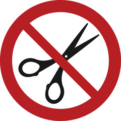 No scissors prohibition sign. No sign with a scissors silhouette. Vector illustration