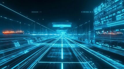 futuristic shipping road hologram