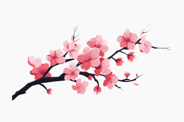 Fototapeta premium Elegant cherry blossom branch illustration