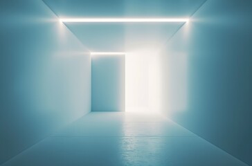 Fototapeta premium Futuristic Corridor with Blue LED Lighting Design