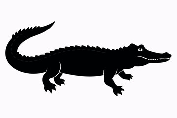 Obraz premium Crocodile silhouette vector illustration. 