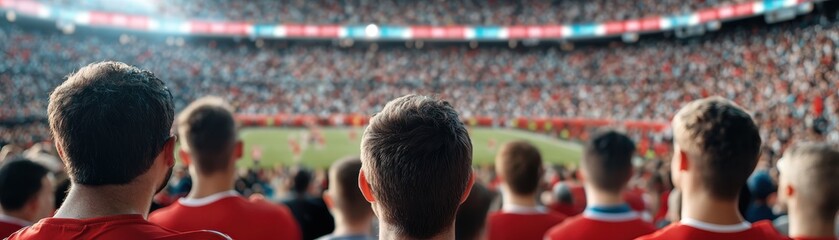 Excited crowd at a sporting event, showcasing passion and energy as they cheer for their team in a packed stadium.