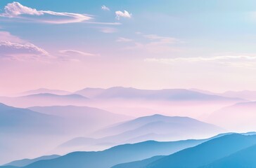 Obraz premium Pastel Sunrise Over Tranquil Mountain Layers