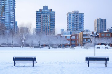 Winter Wonderland in Urban Park Setting