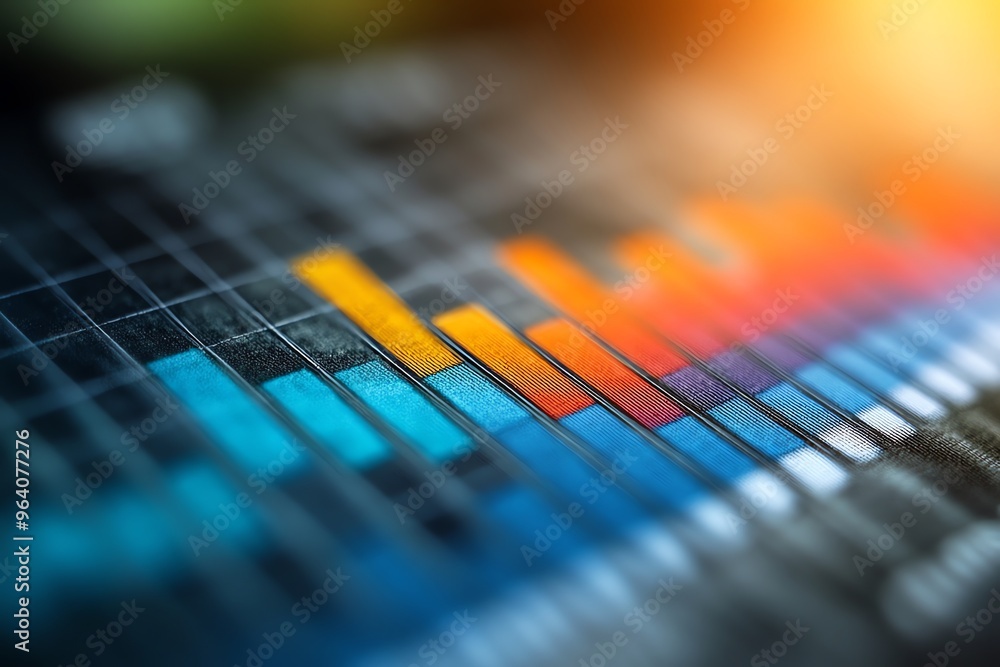 Poster close up of colorful bars on a graphic, with shallow depth of field.