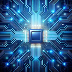Abastract AI circuit board background. Technology connected blue lines with electronics elements on tech bg. Computer motherboard with a chip, processor, Ai Generated