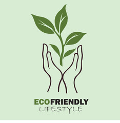 flat design vector illustration hand holding a green plant as a symbol of sustainability and eco friendly lifestyle