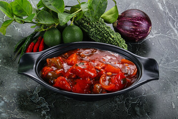 Chinese cuisine - chicken in sweet and sour sauce