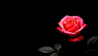 red rose isolated on black