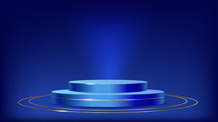 Luxury podium for award ceremony and awards. Illuminated podium. Design of advertising banners, promotional materials and online store showcase. Vector illustration