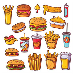 Fast Food Vector Illustration , Fast Food Vector in a White Background