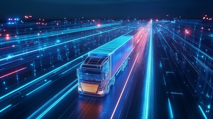 Fototapeta premium futuristic shipping road hologram