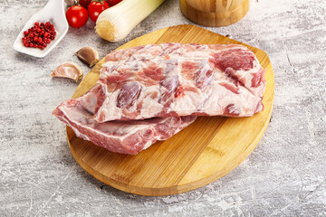 Raw pork ribs for barbecue