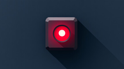 Emergency button with red alert design, featuring prominent white center. This flat design emphasizes safety and urgency.