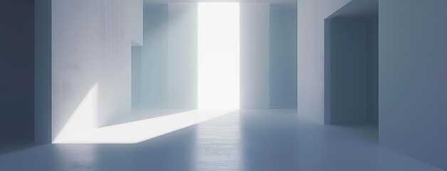 Fototapeta premium Sunlight Streaming into Minimalist Modern Interior