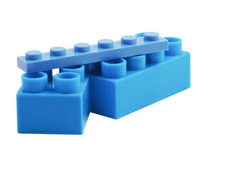 Blue Plastic Block on a White Background. Children Toy Brick, Perspective View. Close Up View of a Game Block for Constructors.