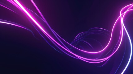 Abstract Purple Neon Light Trails on Dark Background