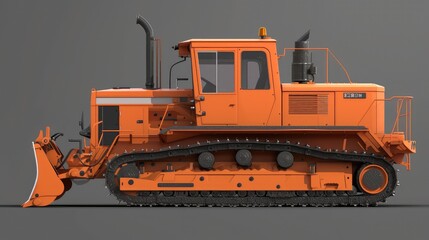 Orange Bulldozer Ready for Construction Work