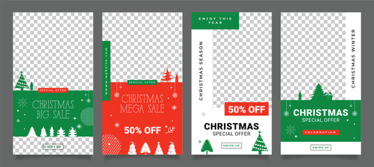 christmas sale social media instagram stories collection template