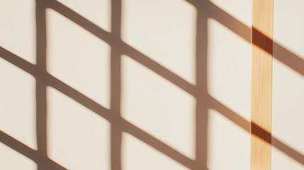 Wooden Lattice Background with Abstract Shadows, soft silhouettes, minimalistic approach, neutral color palette, depth and contrast