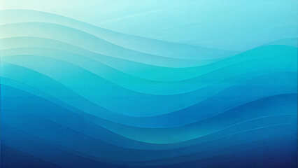 Fototapeta premium Layered abstract waves in cool teal and blue tones with smooth gradients and copy space