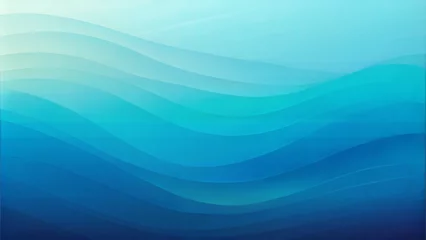 Gardinen Layered abstract waves in cool teal and blue tones with smooth gradients and copy space © Helena