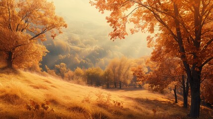 Fototapeta premium Golden Hour in Picturesque Autumn Landscape