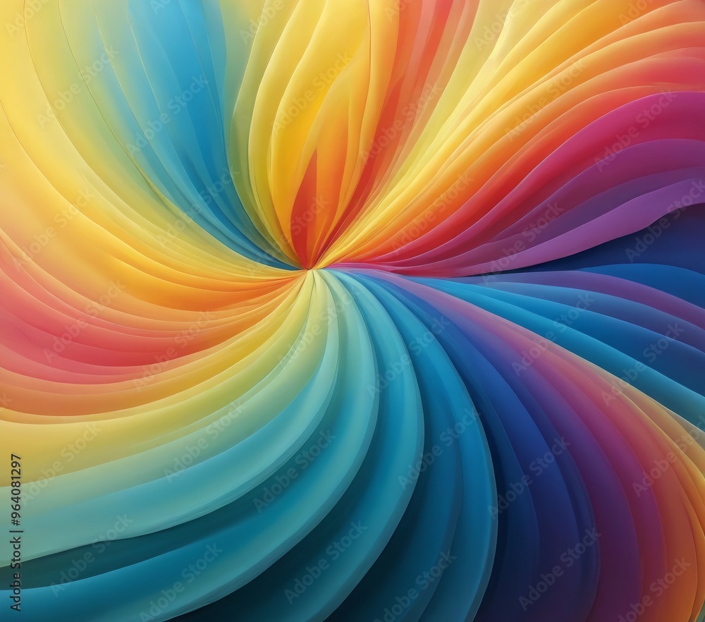 Poster an abstract swirl composed of vibrant, overlapping layers in a rainbow spectrum. this dynamic and vi
