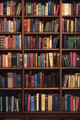 Colorful Bookshelf Filled with Books for Education and Reading Enthusiasts