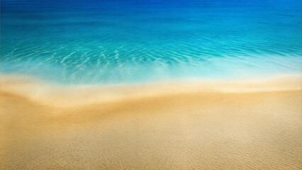 Fototapeta premium Tranquil beach scene with clear turquoise water and soft sandy shore