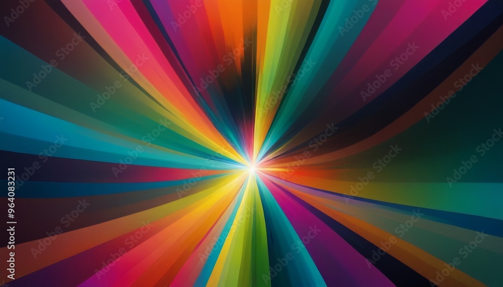 Wall mural an eye-catching abstract design featuring a radiant burst of rainbow colors emanating from the cente