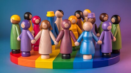 A Colorful Wooden Figure Representing a Person with a Divers Mask for Decorative or Educational Use