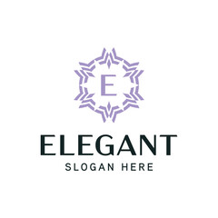 Elegant Floral Emblem Logo Template for Luxury Brands