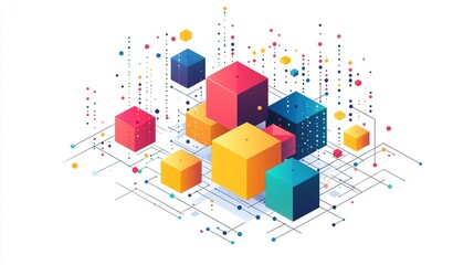 abstract background with multicolored geometric shapes and lines