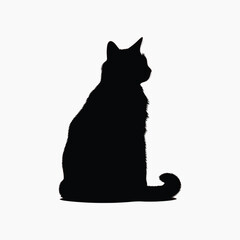 Black cat silhouette profile view