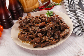 Stew beef slices with gravy