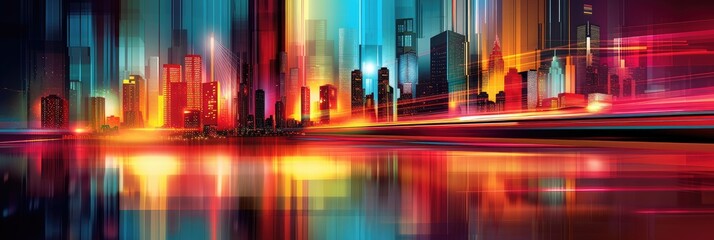 Fototapeta premium Futuristic Cityscape with Abstract Speed Motion