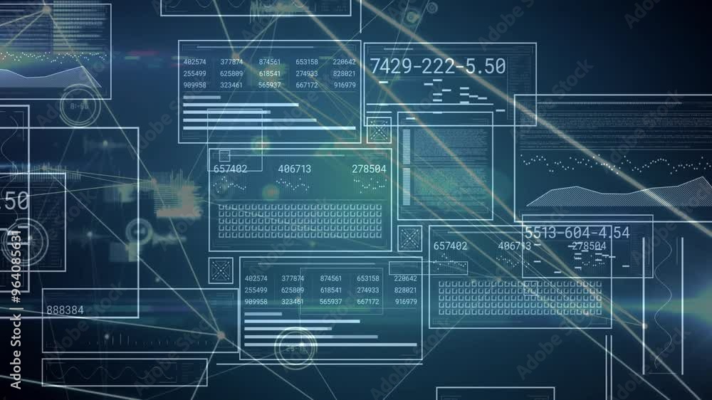 Poster animation of network of connections over data processing