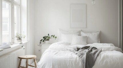 Scandinavian style bedroom with simple furnishings