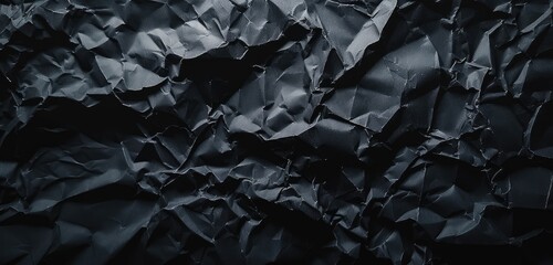 Abstract Black Crumpled Paper Background