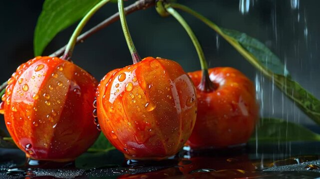 Harvesting ripe pitanga fruits in a tropical garden during the sunny afternoon
