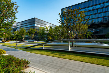 Naklejka premium Digital Industry Park Square and Office Building，Hangzhou, China