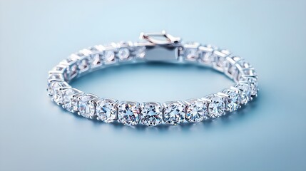 Diamond Bracelet on Blue Background - Luxury Jewelry